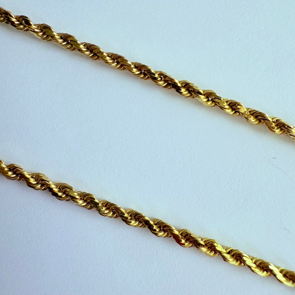 14K Solid Yellow Gold Rope Chain 1.5mm Wide IBB Hallmarked Necklace 20" - Picture 4 of 6